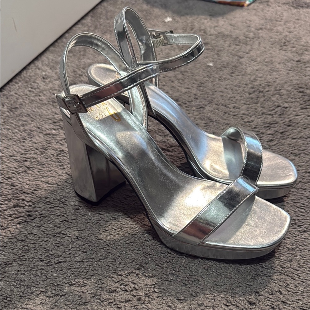 Silver Block Heels